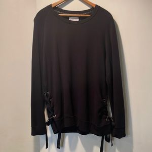 Olive & Oak Chezwick Ribbon Lace-Up Knit Top